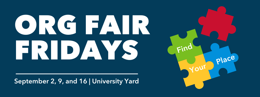 Find your place at Org Fair Fridays; Every Friday in September