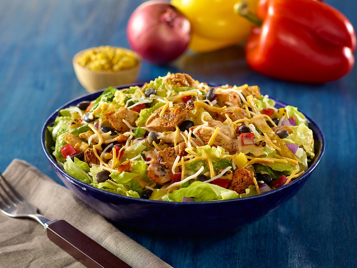 Image of a southwest salad on a table. 