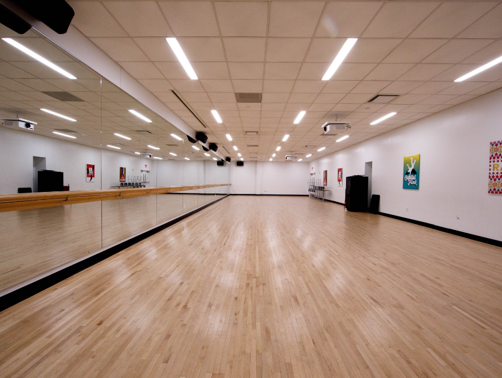 District House Dance Studio open space with dance floors and floor to ceiling mirrors